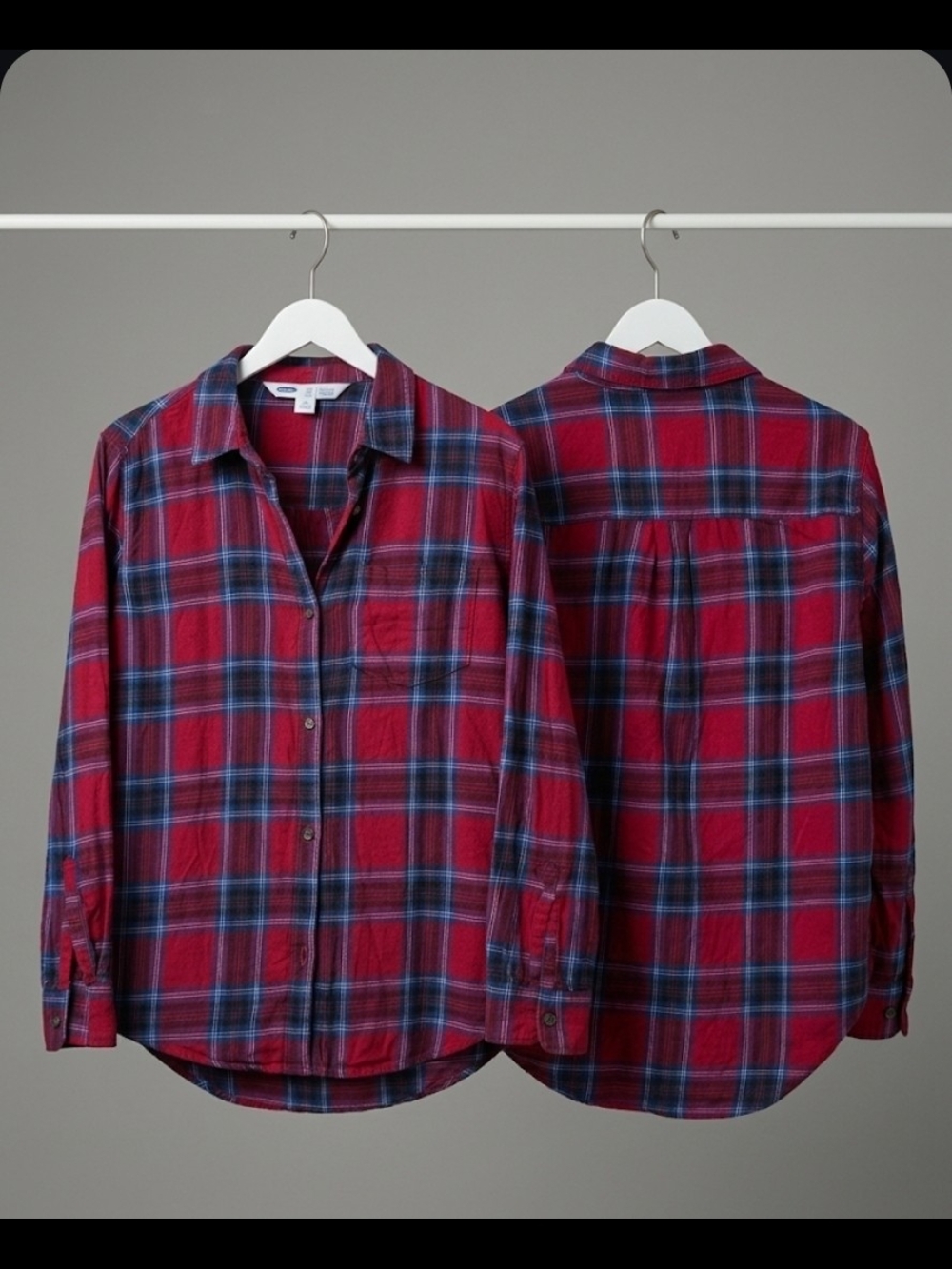 Old Navy Red & Blue Plaid Button-Down Shirt Size Large